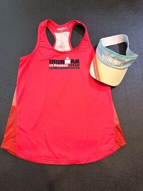 Iron Man Women's Bright Pink Racerback Tank and Ironman Visor